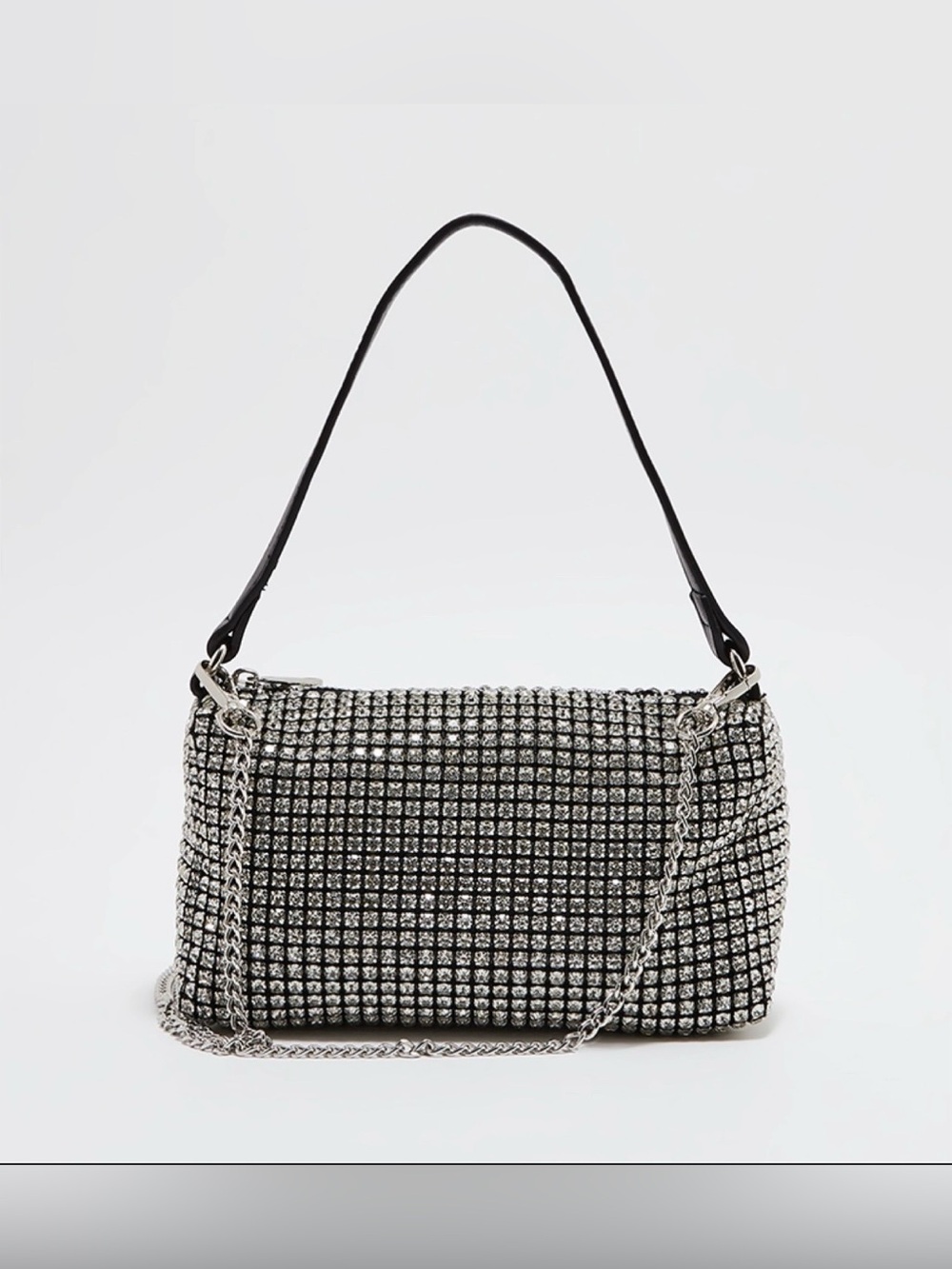Mini Crystal-Embellished Rhinestone Crossbody Bag with Removable Chain Strap